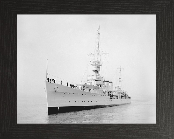 HMS Despatch (D30) Royal Navy Danae Class Cruiser Port Bow View Photo Print Wall Art Decor Posters, Prints, & Visual Artwork Hampshire Prints 10 x 8 Black Frame No