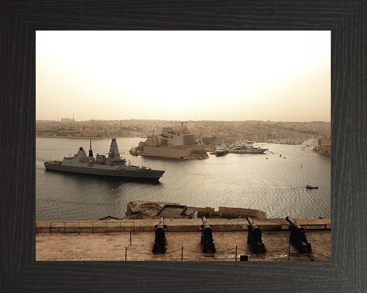 HMS Defender (D36) Photo Print - Enters Valletta 2014 - Royal Navy Type 45 Destroyer Posters, Prints, & Visual Artwork Hampshire Prints 10 x 8 Black Frame No