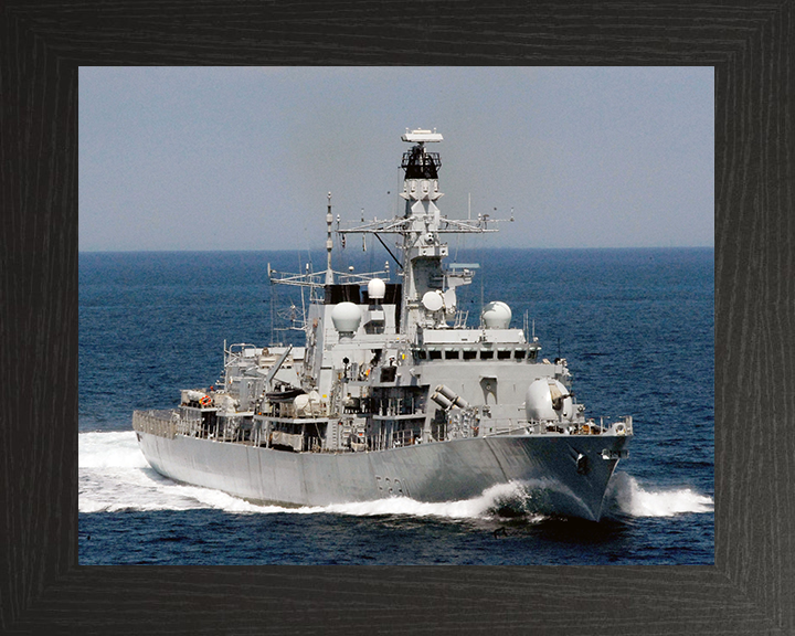 HMS Argyll (F231) Royal Navy Type 23 Frigate At Sea 2004 Photo Print Wall Art Decor Posters, Prints, & Visual Artwork Hampshire Prints 10 x 8 Black Frame No