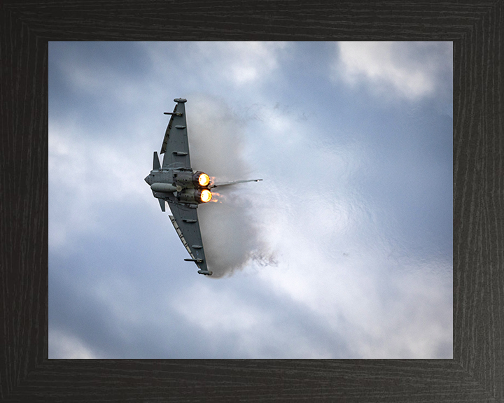 RAF Typhoon in flight Photo Print - Royal Air Force Aircraft Hampshire Prints 10 x 8 Black Frame No