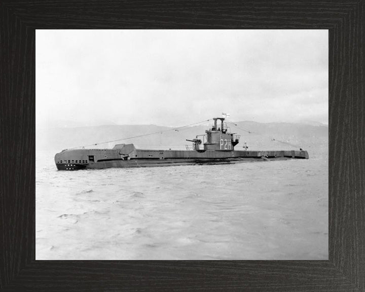 HMS Satyr (P214) Photo Print - Port Side View - Royal Navy S Class Submarine Hampshire Prints 10 x 8 Black Frame No