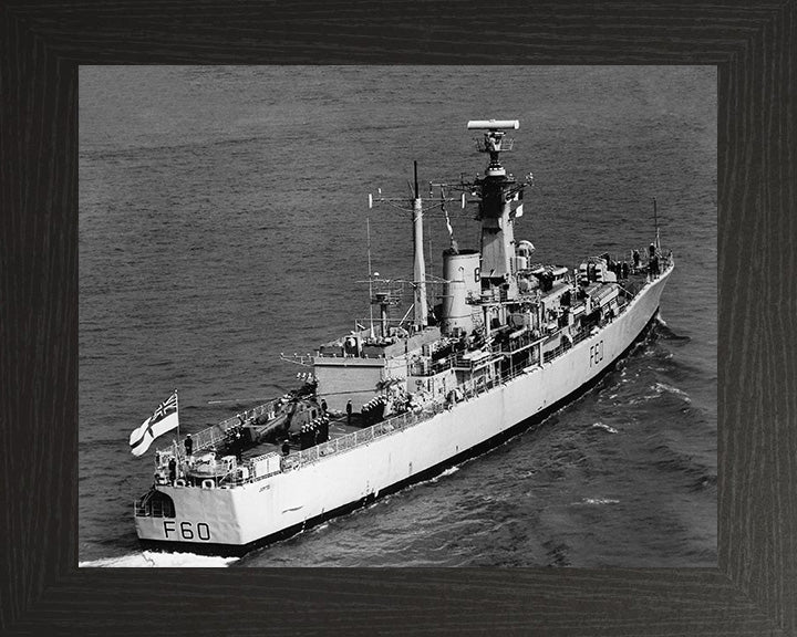 HMS Jupiter (F60) Photo Print - Starboard Quarter View - Royal Navy Leander Class Frigate Hampshire Prints 10 x 8 Black Frame No