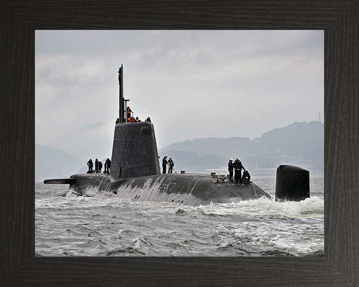 HMS Astute (S119) Photo Print - Faslane Return 2012 - Royal Navy Astute Class Submarine Hampshire Prints 10 x 8 Black Frame No