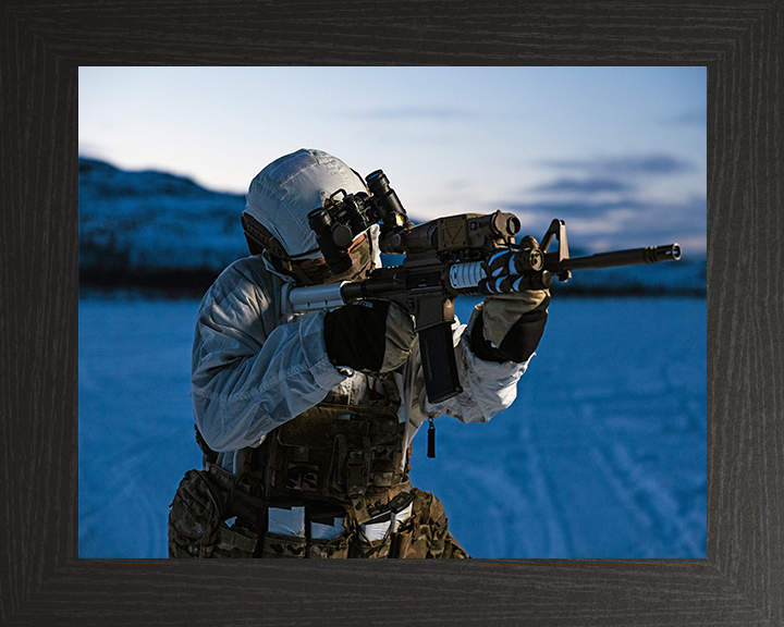 Royal Marine Commando in Snow Parka Photo Print Hampshire Prints 10 x 8 Black Frame No