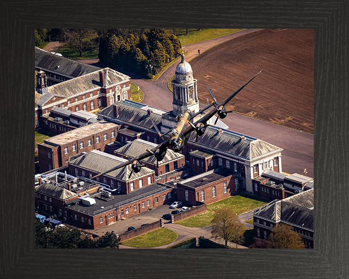 RAF Avro Lancaster over RAF College Cranwell Photo Print - Royal Air Force Aircraft Hampshire Prints 10 x 8 Black Frame No