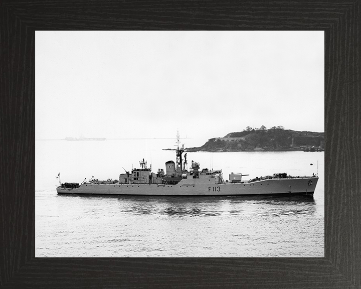 HMS Falmouth (F113) Photo Print - Entering Harbour 1962 - Royal Navy Rothesay Class Frigate Posters, Prints, & Visual Artwork Hampshire Prints 10 x 8 Black Frame No