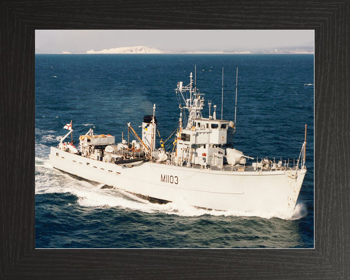 HMS Alfriston (M1103) Royal Navy Ton Class Minesweeper Warship Starboard Bow View Photo Print Wall Art Decor Posters, Prints, & Visual Artwork Hampshire Prints 10 x 8 Black Frame No