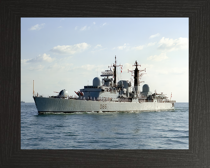 HMS Birmingham (D86) Royal Navy Type 42 Destroyer Entering Harbour Photo Print Wall Art Decor Posters, Prints, & Visual Artwork Hampshire Prints 10 x 8 Black Frame No