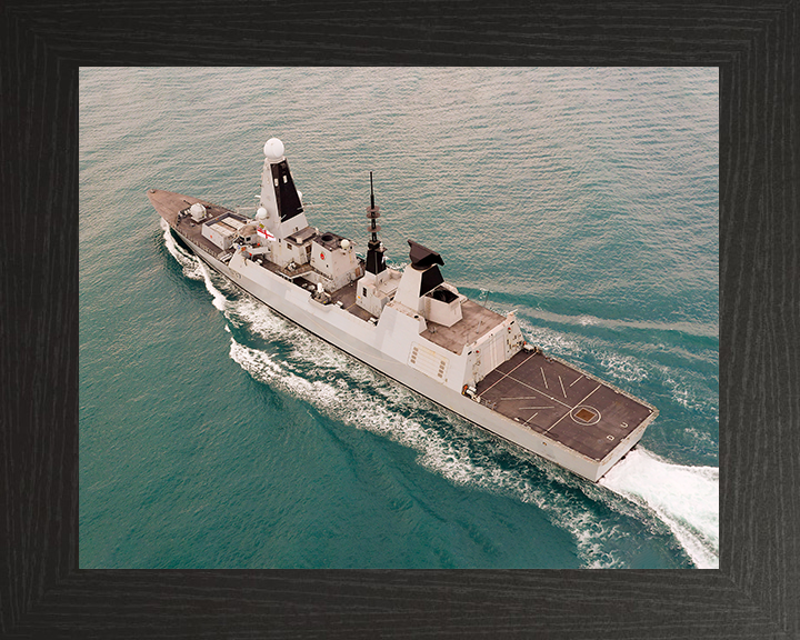 HMS Duncan (D37) Royal Navy Type 45 Destroyer High Port Quarter View Photo Print Wall Art Decor Posters, Prints, & Visual Artwork Hampshire Prints 10 x 8 Black Frame No