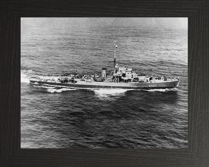 HMS Dominica (K507) Royal Navy Colony Class Frigate At sea 1944 Photo Print Wall Art Decor Posters, Prints, & Visual Artwork Hampshire Prints 10 x 8 Black Frame No