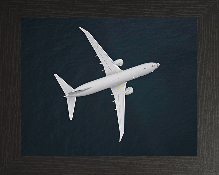 RAF Poseidon in flight from above Photo Print - Royal Air Force Aircraft Hampshire Prints 10 x 8 Black Frame No