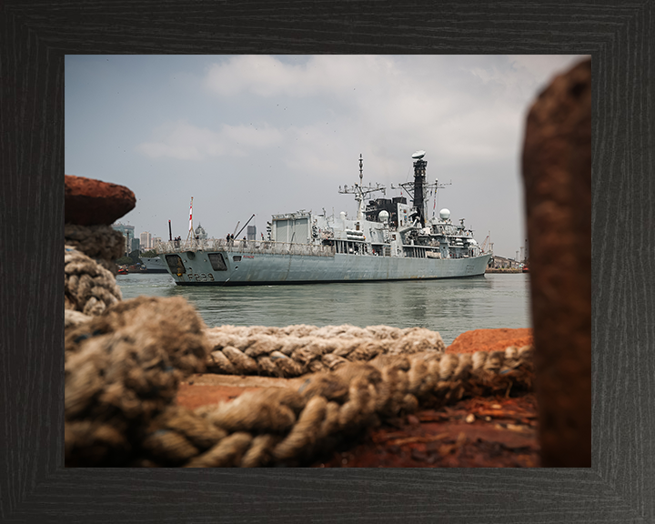 HMS Richmond (F239) Photo Print - Entering Mumbai 2025 - Royal Navy Type 23 Frigate Posters, Prints, & Visual Artwork Hampshire Prints 10 x 8 Black Frame No