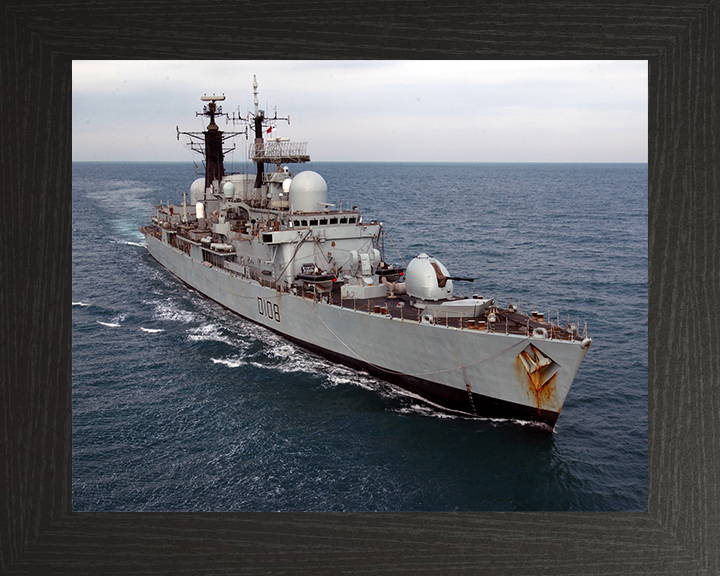 HMS Cardiff (D108) Photo Print - At Sea 2002 - Royal Navy Type 42 Destroyer Hampshire Prints 10 x 8 Black Frame No