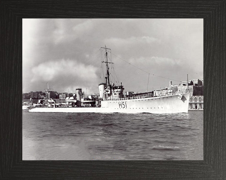 HMS Scout (H51) Photo Print - Underway - Royal Navy S Class Destroyer Hampshire Prints 10 x 8 Black Frame No