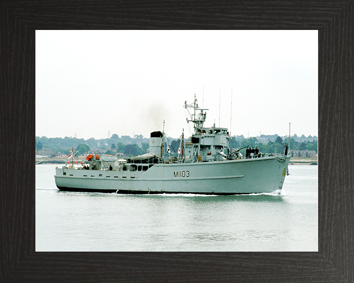 HMS Alfriston (M1103) Royal Navy Ton Class Minesweeper Warship Starboard View Photo Print Wall Art Decor Posters, Prints, & Visual Artwork Hampshire Prints 10 x 8 Black Frame No