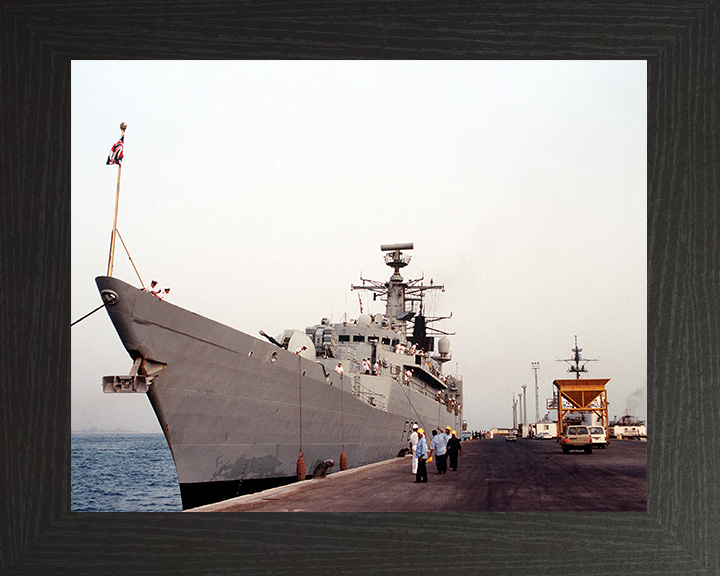HMS Chatham (F87) Royal Navy Type 22 Frigate Alongside Bahrain 1992 Photo Print Wall Art Decor Posters, Prints, & Visual Artwork Hampshire Prints 10 x 8 Black Frame No