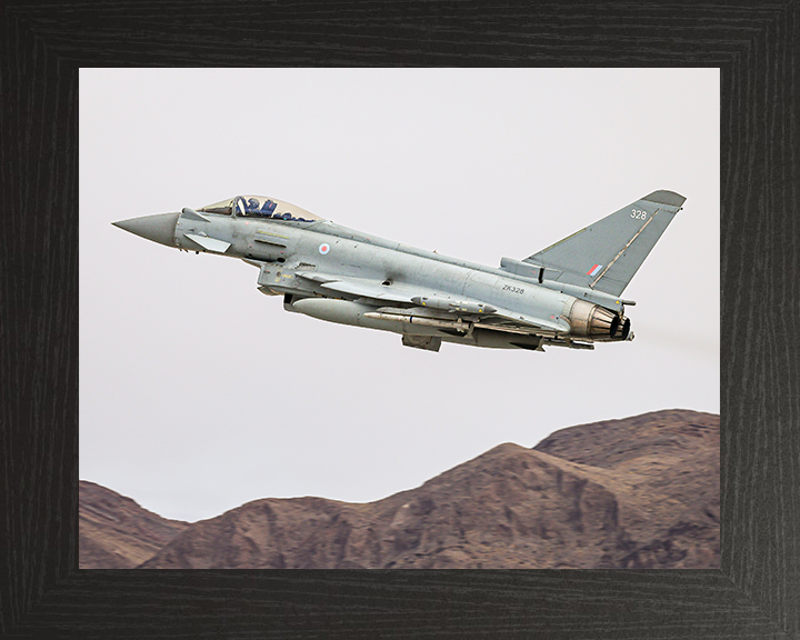 RAF Typhoon Taking Off Photo Print - Royal Air Force Aircraft Hampshire Prints 10 x 8 Black Frame No