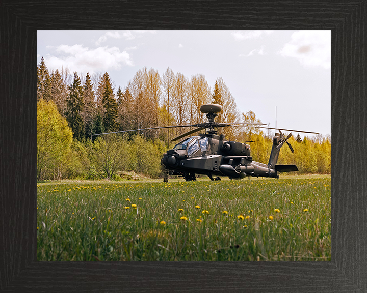 Army air Corps Apache Helicopter on the Ground Photo Print - British Army Hampshire Prints 10 x 8 Black Frame No