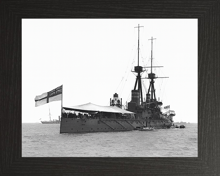 HMS Temeraire (1907) Photo Print - Spithead 1909 - Royal Navy Bellerophon Class Battleship Hampshire Prints 10 x 8 Black Frame No