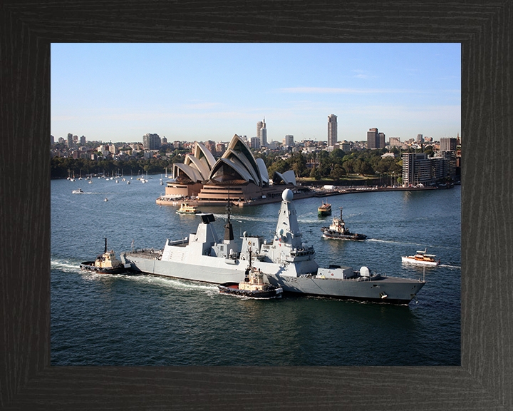 HMS Daring (D32) Photo Print - Sydney Opera House 2013 - Royal Navy Type 45 Destroyer Posters, Prints, & Visual Artwork Hampshire Prints 10 x 8 Black Frame No