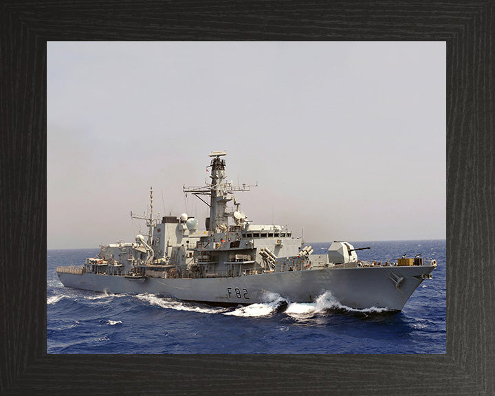 HMS Somerset (F82) Photo Print - Starboard View - Royal Navy Type 23 Frigate Hampshire Prints 10 x 8 Black Frame No
