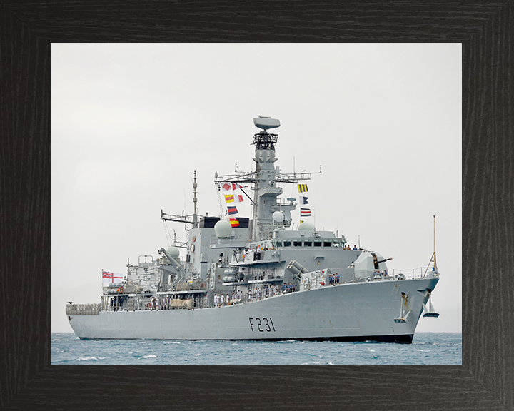 HMS Argyll (F231) Royal Navy Type 23 Frigate Tortola 2014 Wall Art Photo Print Naval Decor Posters, Prints, & Visual Artwork Hampshire Prints 10 x 8 Black Frame No
