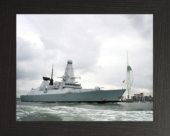 HMS Defender (D36) Royal Navy Type 45 Destroyer Leaving Portsmouth 2014 Photo Print Wall Art Decor Posters, Prints, & Visual Artwork Hampshire Prints 10 x 8 Black Frame No