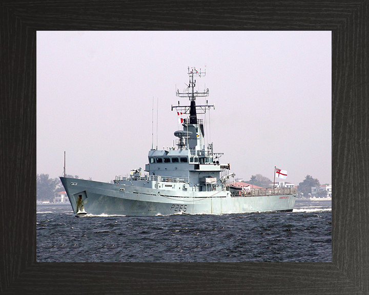 HMS Dumbarton Castle (P265) Royal Navy Castle Class Patrol Vessel Port Side Photo Print Wall Art Decor Posters, Prints, & Visual Artwork Hampshire Prints 10 x 8 Black Frame No