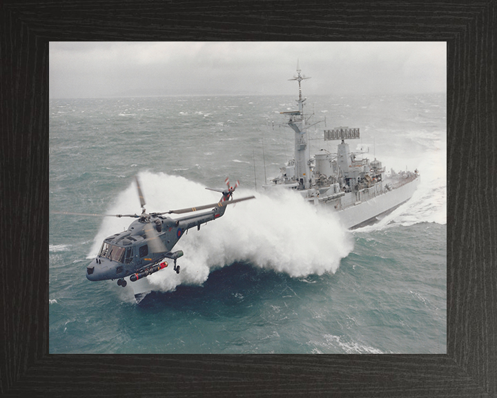 HMS Argonaut (F56) Royal Navy Leander Class Frigate In Rough Seas Photo Print Wall Art Decor Posters, Prints, & Visual Artwork Hampshire Prints 10 x 8 Black Frame No
