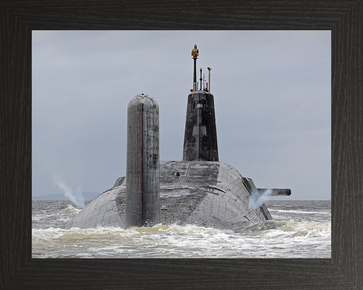 HMS Vanguard (S28) Photo Print - Vents off 2012 - Royal Navy Vanguard Class Submarine Hampshire Prints 10 x 8 Black Frame No