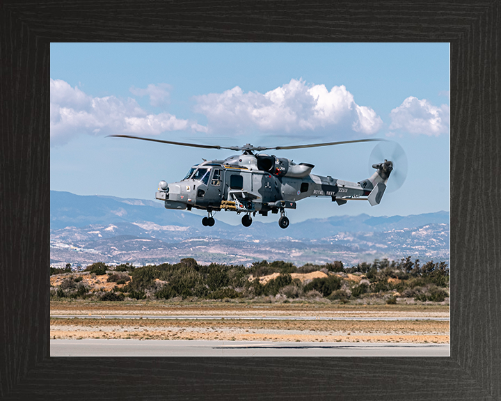 Royal Navy Wildcat helicopter at RAF Akrotiri Photo Print Wall Art Naval Aircraft Decor Posters, Prints, & Visual Artwork Hampshire Prints 10 x 8 Black Frame No