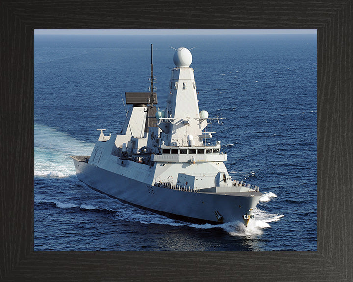 HMS Daring (D32) Photo Print - Starboard Bow View - Royal Navy Type 45 Destroyer Hampshire Prints 10 x 8 Black Frame No