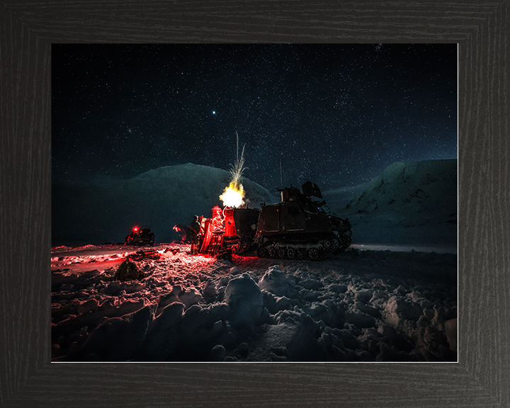 Royal Marine Commando Mortar Team Fire under Stars Photo Print 45 Commando Marines Wall Art Military Decor Posters, Prints, & Visual Artwork Hampshire Prints 10 x 8 Black Frame No