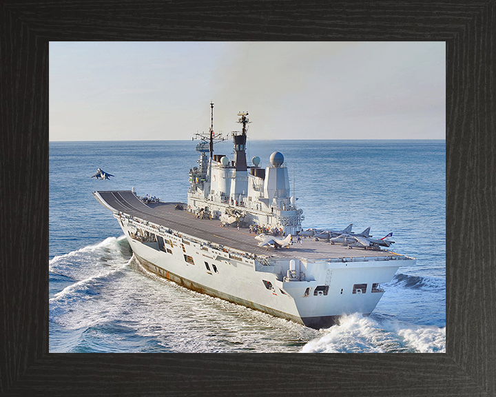 HMS Ark Royal (R07) Royal Navy Invincible Class Aircraft Carrier Takeoff Photo Print Wall Art Decor Posters, Prints, & Visual Artwork Hampshire Prints 10 x 8 Black Frame No