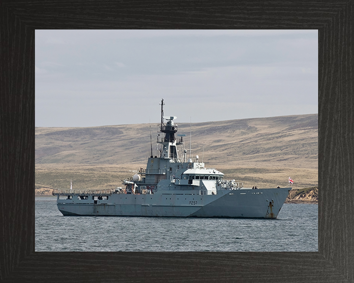 HMS Clyde (P257) Royal Navy River Class Patrol Vessel At Anchor Photo Print Wall Art Decor Posters, Prints, & Visual Artwork Hampshire Prints 10 x 8 Black Frame No