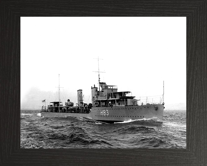 HMS Cygnet (H83) Photo Print - At Sea - Royal Navy C Class Destroyer Posters, Prints, & Visual Artwork Hampshire Prints 10 x 8 Black Frame No