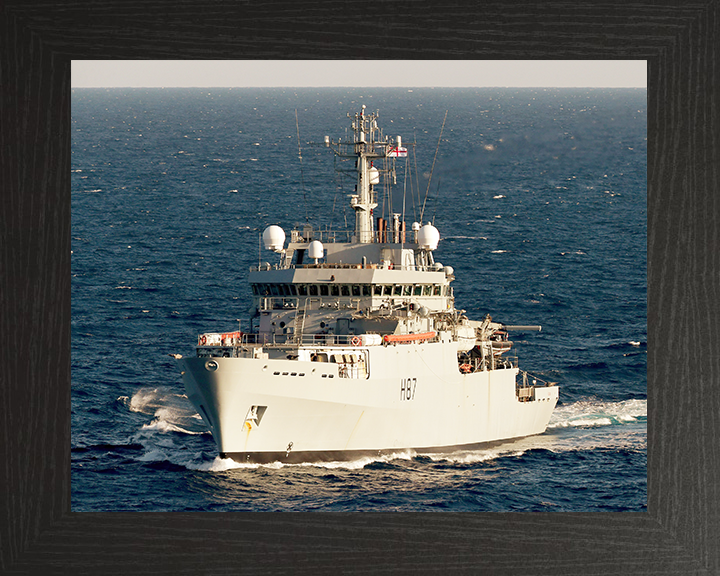 HMS Echo (H87) Royal Navy Echo Class Survey Vessel Underway Photo Print Wall Art Decor Posters, Prints, & Visual Artwork Hampshire Prints 10 x 8 Black Frame No