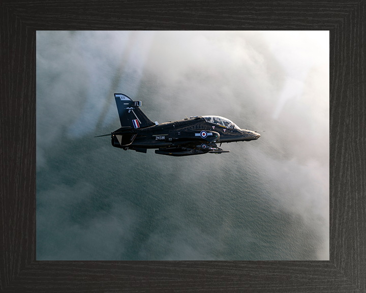 RAF Hawk T2 Jet in flight Photo Print - Royal Air Force Aircraft Hampshire Prints 10 x 8 Black Frame No