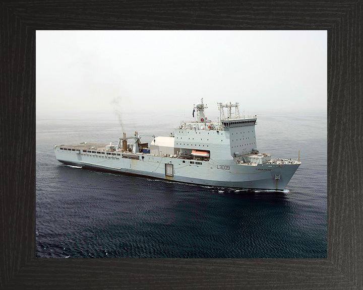 RFA Cardigan Bay (L3009) Photo Print - High Starboard Bow View - Royal Fleet Auxiliary Bay Class Dock Landing Ship Hampshire Prints 10 x 8 Black Frame No