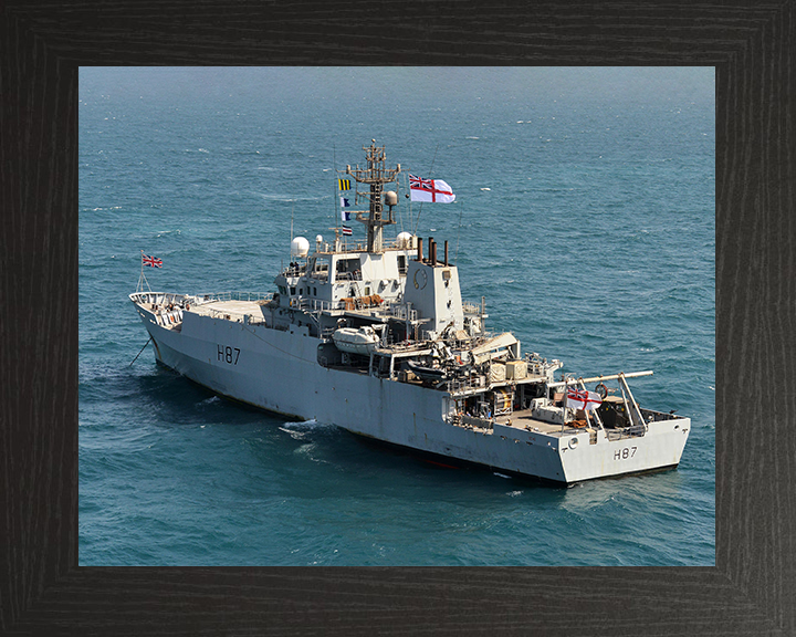 HMS Echo (H87) Royal Navy Echo Class Survey Vessel Sat At Anchor Photo Print Wall Art Decor Posters, Prints, & Visual Artwork Hampshire Prints 10 x 8 Black Frame No