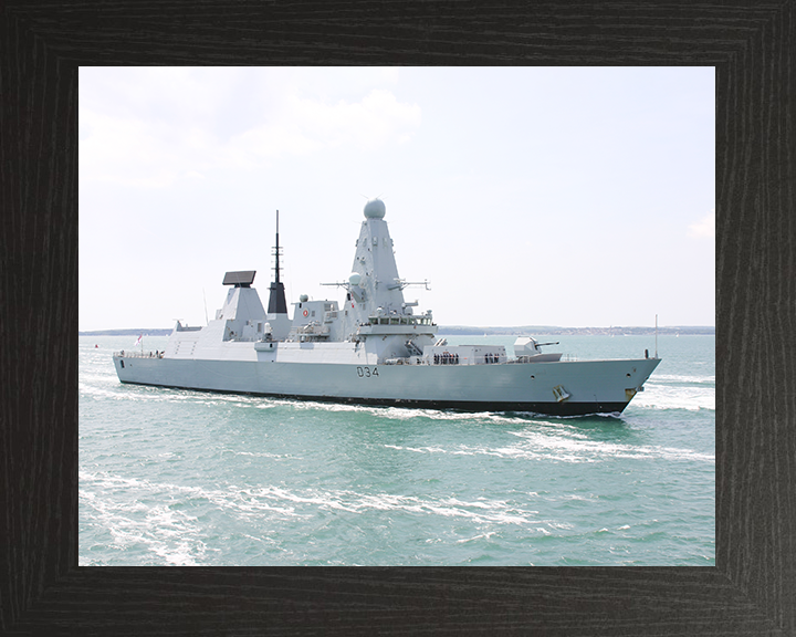 HMS Diamond (D34) Royal Navy Type 45 Destroyer Entering Portsmouth Photo Print Wall Art Decor Posters, Prints, & Visual Artwork Hampshire Prints 10 x 8 Black Frame No