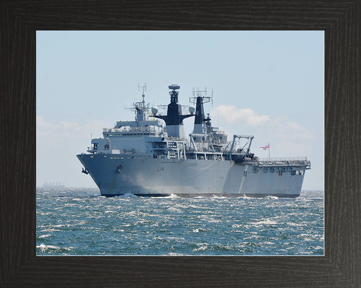 HMS Albion (L14) Royal Navy Albion Class Amphibious Ship Low Port Bow View Photo Print Wall Art Naval Decor Posters, Prints, & Visual Artwork Hampshire Prints 10 x 8 Black Frame No