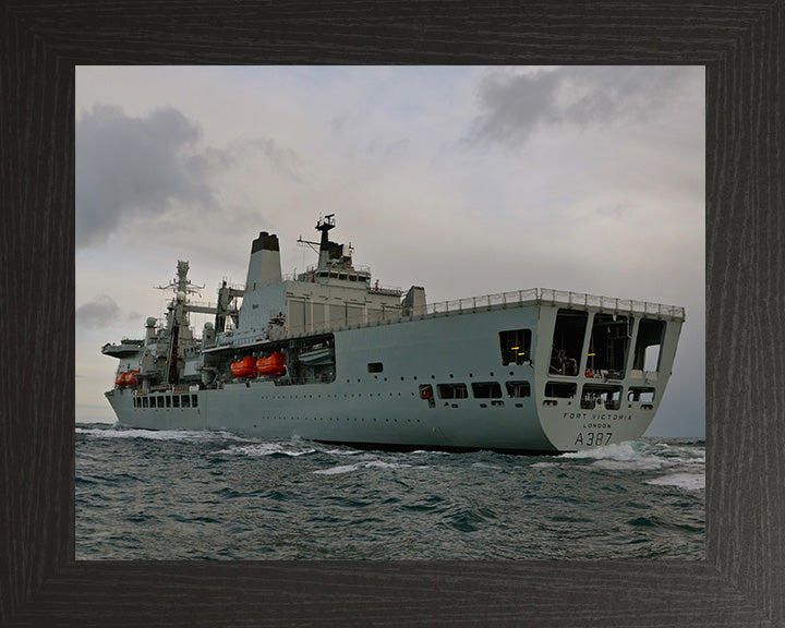 RFA Fort Victoria (A387) Photo Print - Port Quarter View - Royal Fleet Auxiliary Fort Class Tanker Hampshire Prints 10 x 8 Black Frame No