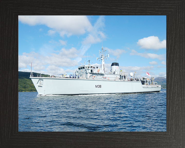 HMS Atherstone (M38) Royal Navy Hunt Class Mine Warfare Vessel Low Port Side View Photo Print Wall Art Decor Posters, Prints, & Visual Artwork Hampshire Prints 10 x 8 Black Frame No