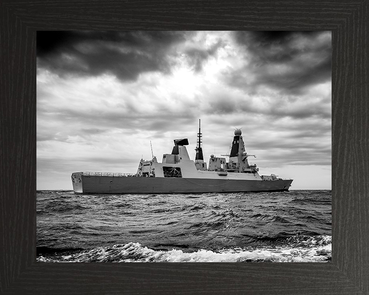 HMS Duncan (D37) Royal Navy Type 45 Destroyer Black and White Photo Print Wall Art Decor UK Posters, Prints, & Visual Artwork Hampshire Prints 10 x 8 Black Frame No