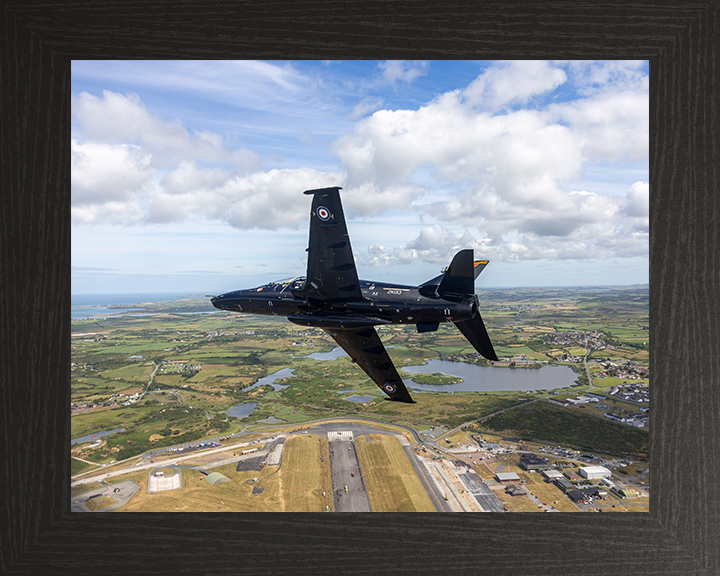 RAF Hawk T2 in flight over the Isle of Man Photo Print - Royal Air Force Aircraft Hampshire Prints 10 x 8 Black Frame No