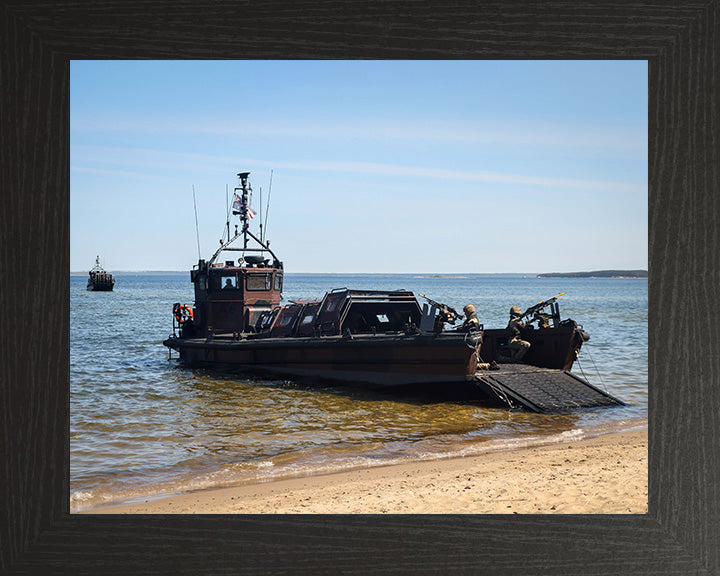 Royal Marine Commandos with Landing Craft Photo Print - 45 Commando Hampshire Prints 10 x 8 Black Frame No