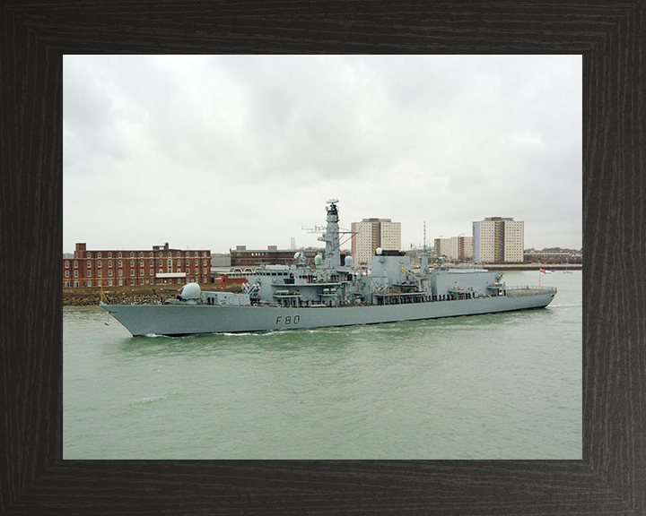 HMS Grafton (F80) Royal Navy Type 23 Frigate Leaving Portsmouth 2005 Photo Print Wall Art Decor Posters, Prints, & Visual Artwork Hampshire Prints 10 x 8 Black Frame No