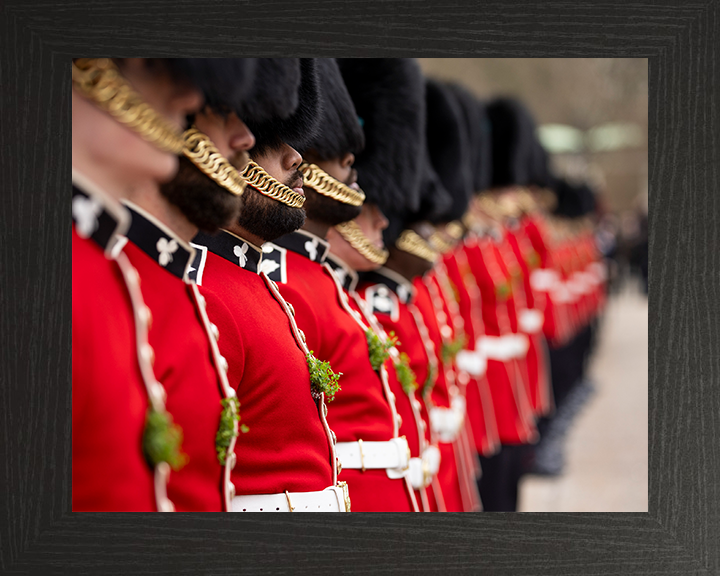 Irish Guards on Parade with Shamrocks Photo Print - British Army Hampshire Prints 10 x 8 Black Frame No