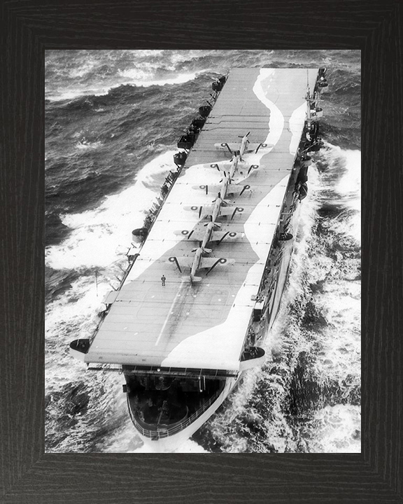 HMS Avenger (D14) Royal Navy Aircraft Carrier At Sea 1942 Photo Print Wall Art Decor Posters, Prints, & Visual Artwork Hampshire Prints 10 x 8 Black Frame No
